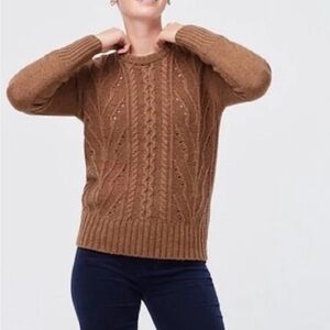 J.crew Womens Pointelle Cable-front Pullover Wool blend Sweaters small